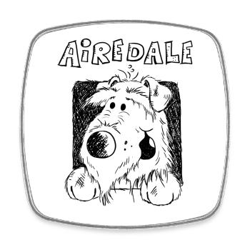 Airedale Terrier Zeichnung - Hund - Geschenk - Viereckiger Kühlschrankmagnet - Weiß - Vorne