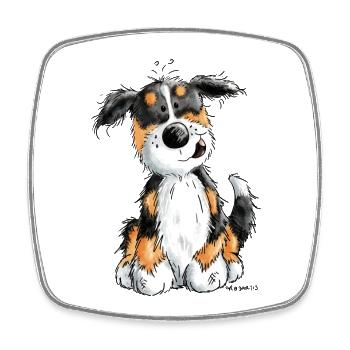 Kleiner Berner Sennenhund - Cartoon - Geschenk - Viereckiger Kühlschrankmagnet - Weiß - Vorne