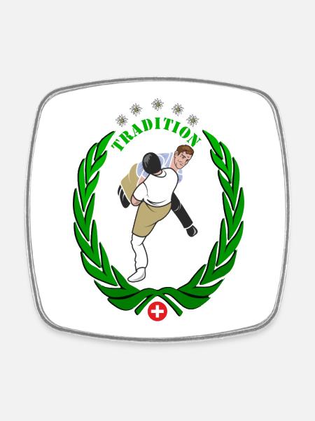 Swiss national sport Tradition - Square fridge magnet - white