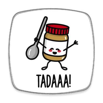 Tadaaa! Happy peanut butter with spoon - Viereckiger Kühlschrankmagnet - Weiß - Vorne