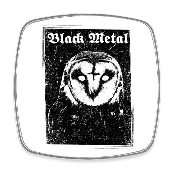 Black Metal Eule - Viereckiger Kühlschrankmagnet - Weiß - Vorne