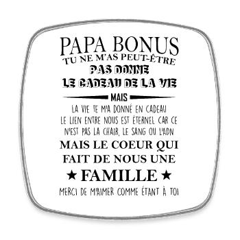 Papa bonus TU NE M’AS PEUT-ÊTRE - Magnet carré - blanc - Devant