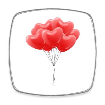 Ballons de coeur - Magnet carré - blanc - Devant