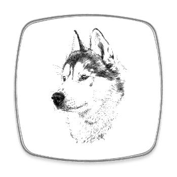 Husky - Square fridge magnet - white - Front