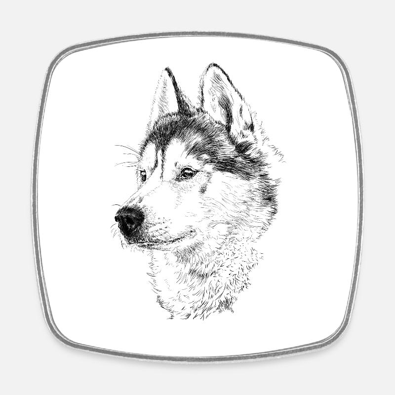 Husky - Viereckiger Kühlschrankmagnet - Weiß