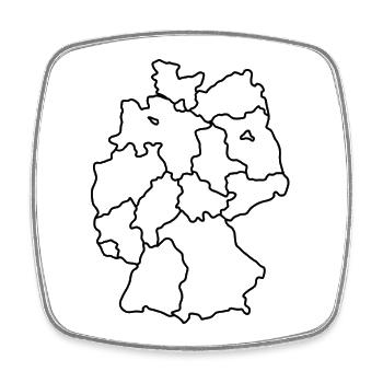 Cartes de l’Allemagne Dessinées à la main - Magnet carré - blanc - Devant