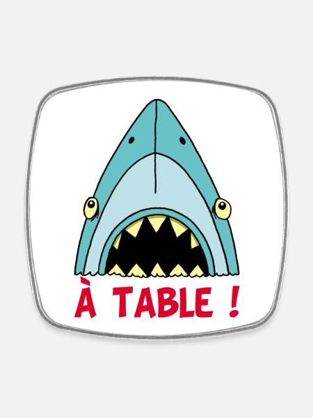 Requin qui a faim ! - Magnet carré - blanc