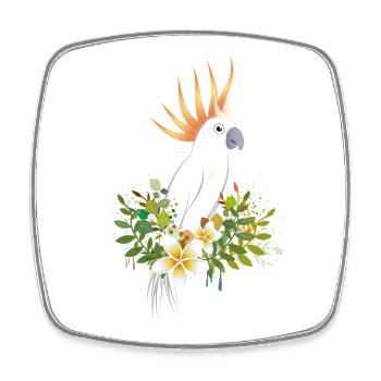 Kakadu Vogel mit üppigen Pflanzen und Blüten - Viereckiger Kühlschrankmagnet - Weiß - Vorne