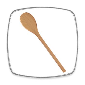 Holzlöffel Kochlöffel für eigene Texte und Rezepte - Viereckiger Kühlschrankmagnet - Weiß - Vorne
