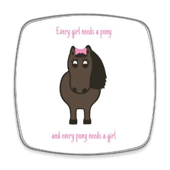 Every girl needs a pony - Viereckiger Kühlschrankmagnet - Weiß - Vorne