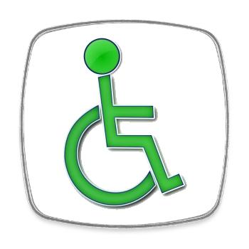 Symbole du fauteuil roulant vert # - Magnet carré - blanc - Devant
