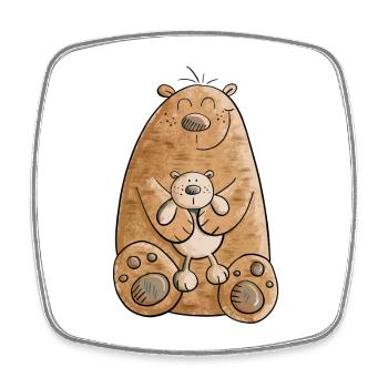 Bear with baby I animals comic I wild animals - Square fridge magnet - white - Front