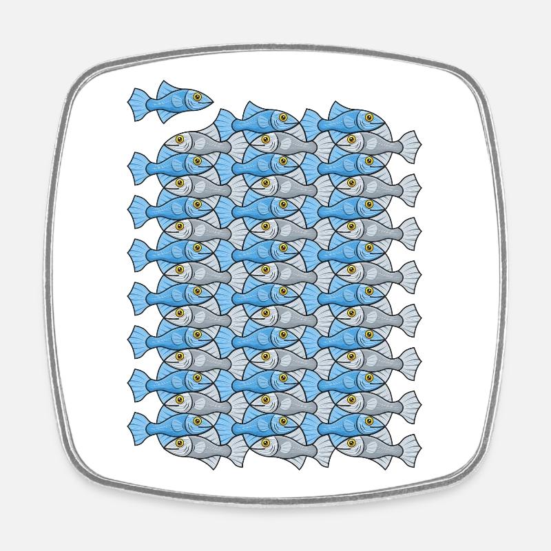 Escher fish Style IV - Square fridge magnet - white