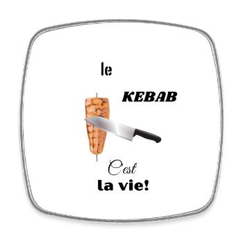 Kebab Fan T-shirt - Magnet carré - blanc - Devant