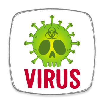Tête de mort virus - Magnet carré - blanc - Devant