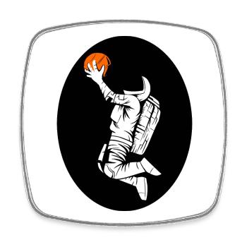 Astronaute avec imprimé basket-ball - Magnet carré - blanc - Devant