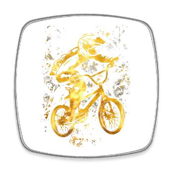 BMX Fahrrad | BMX Rad | BMX Geschenkidee ♥ - Viereckiger Kühlschrankmagnet - Weiß - Vorne