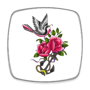 Vogel Tatoo - Viereckiger Kühlschrankmagnet - Weiß - Vorne
