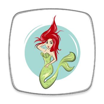 meerjungfrau mermaid symbol Logo cartoon Logo - Viereckiger Kühlschrankmagnet - Weiß - Vorne