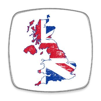Union Jack UK Karten-Kunst-Overlay - Viereckiger Kühlschrankmagnet - Weiß - Vorne