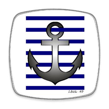Das Marine Polo Shirt – blau gestreifter nautischer Anker - Viereckiger Kühlschrankmagnet - Weiß - Vorne