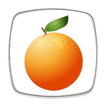 grosse orange juteuse avec feuille - Magnet carré - blanc - Devant