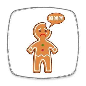 Lebkuchenmann Mimimi Mi Mi Mi Bäcker Gebäck Backen - Viereckiger Kühlschrankmagnet - Weiß - Vorne
