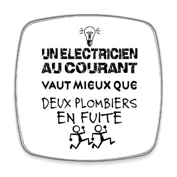 An electrician with knowledge - Square fridge magnet - white - Front