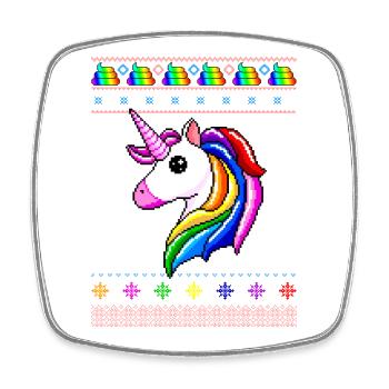 Einhorn-Weihnachten - Viereckiger Kühlschrankmagnet - Weiß - Vorne