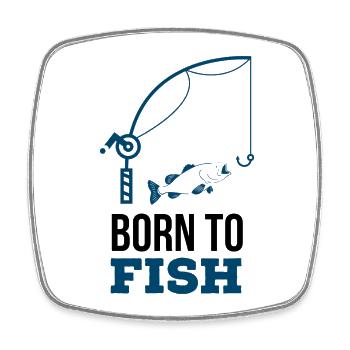 Born to fish - Square fridge magnet - white - Front
