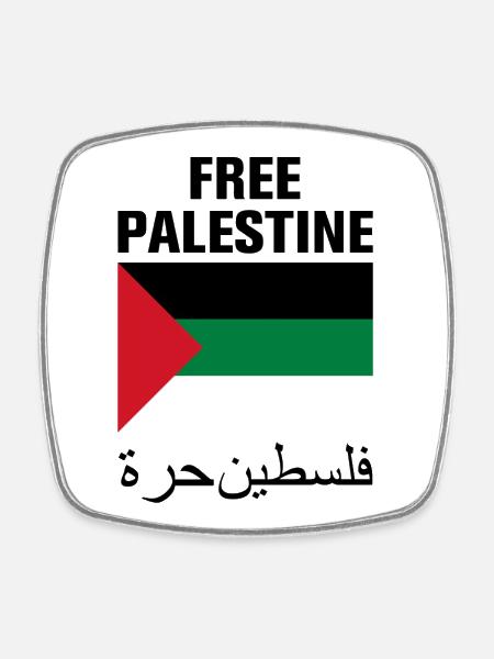 Free Palestine with Flag - Square fridge magnet - white