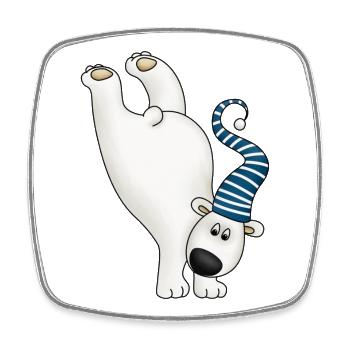 Winter Free Spirit Polar Bear with Striped Cap - Square fridge magnet - white - Front