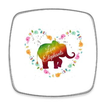 Regenbogen Elefanten Herzdesign - Viereckiger Kühlschrankmagnet - Weiß - Vorne