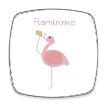 Flamtrinko Flamingo Bier Party Fun - Viereckiger Kühlschrankmagnet - Weiß - Vorne