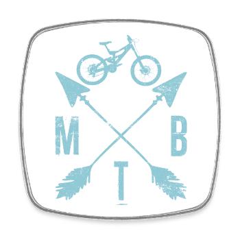Monogramme des flèches de vélo VTT Crest - Magnet carré - blanc - Devant