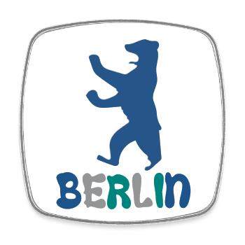 Berlin und Berliner Bär - Viereckiger Kühlschrankmagnet - Weiß - Vorne