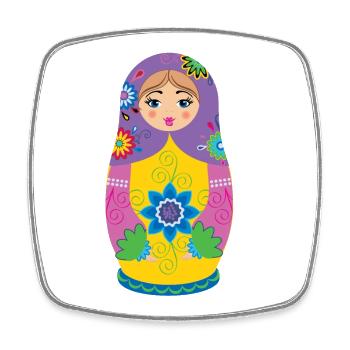 Matrjoschka / Matryoshka / Matreschka / Matroshka - Viereckiger Kühlschrankmagnet - Weiß - Vorne
