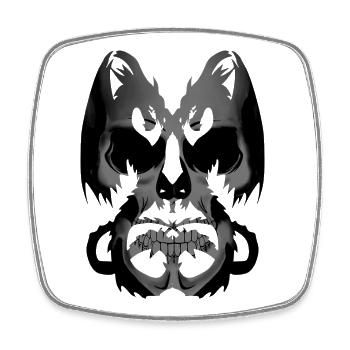 Skull and Dragons - Viereckiger Kühlschrankmagnet - Weiß - Vorne