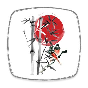 Rangée de bambou dans la lune rouge - Magnet carré - blanc - Devant