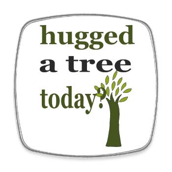 hugged a tree - Square fridge magnet - white - Front