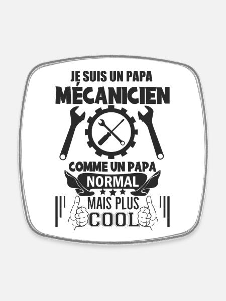 Papa mécanicien - Magnet carré - blanc