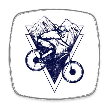 Mountainbike-Dreiecke - Viereckiger Kühlschrankmagnet - Weiß - Vorne
