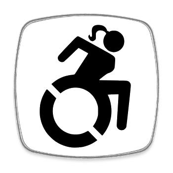 Symbole de fauteuil roulant pour les femmes, mesdames # - Magnet carré - blanc - Devant
