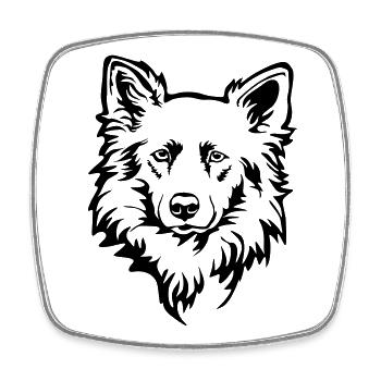 Harzer Fuchs (Atldeutscher Hütehund) head - Square fridge magnet - white - Front