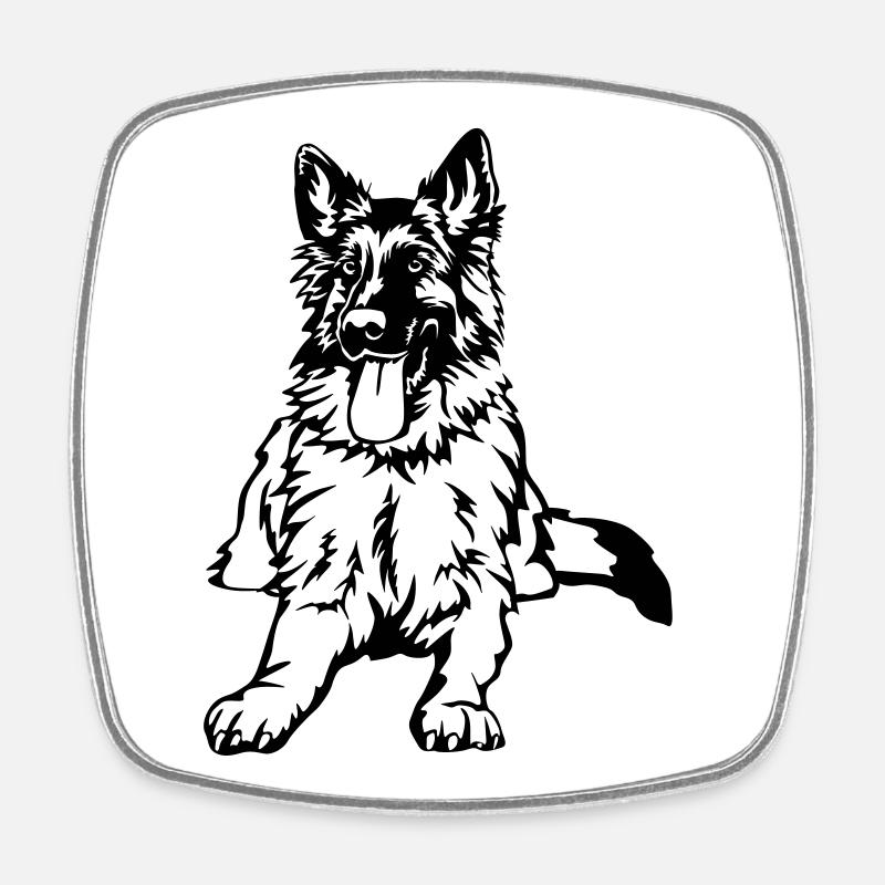 Deutscher Schäferhund - Viereckiger Kühlschrankmagnet - Weiß
