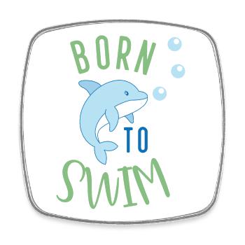 Born to swim - Square fridge magnet - white - Front