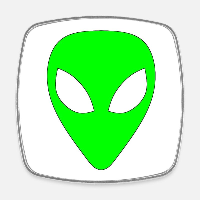 Alien - Hellgrün - Viereckiger Kühlschrankmagnet - Weiß