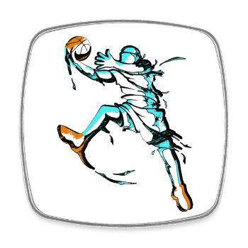 Basketball - Retro Basketballer - B-Ball - Jordan - Viereckiger Kühlschrankmagnet - Weiß - Vorne