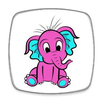Pink elephant - Square fridge magnet - white - Front