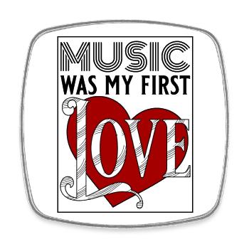 MUSIC was my first LOVE - Viereckiger Kühlschrankmagnet - Weiß - Vorne